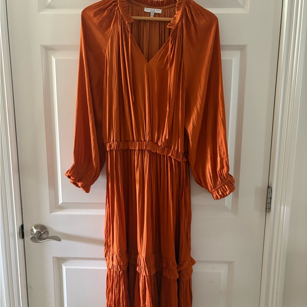 Current Air Orange Ruffled Tie Front Sundress
